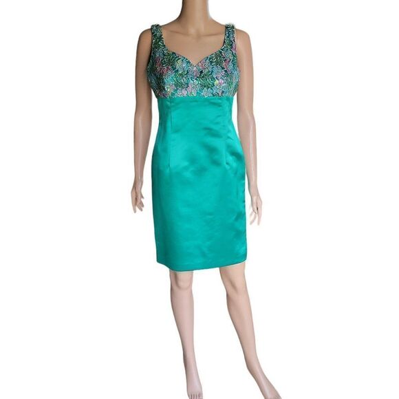Donna Morgan Mini Green Cocktail Dress (Size 4) - Picture 1 of 8